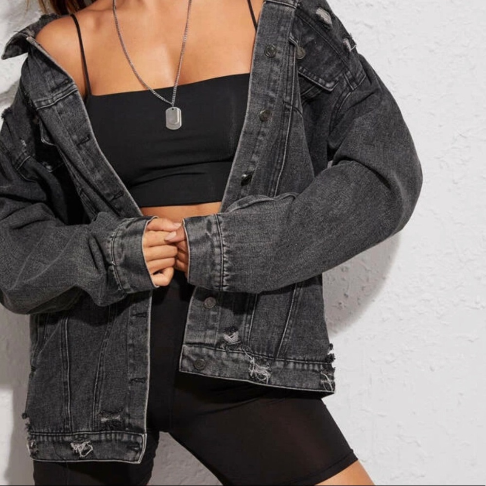 Grey wash denim trucker jacket